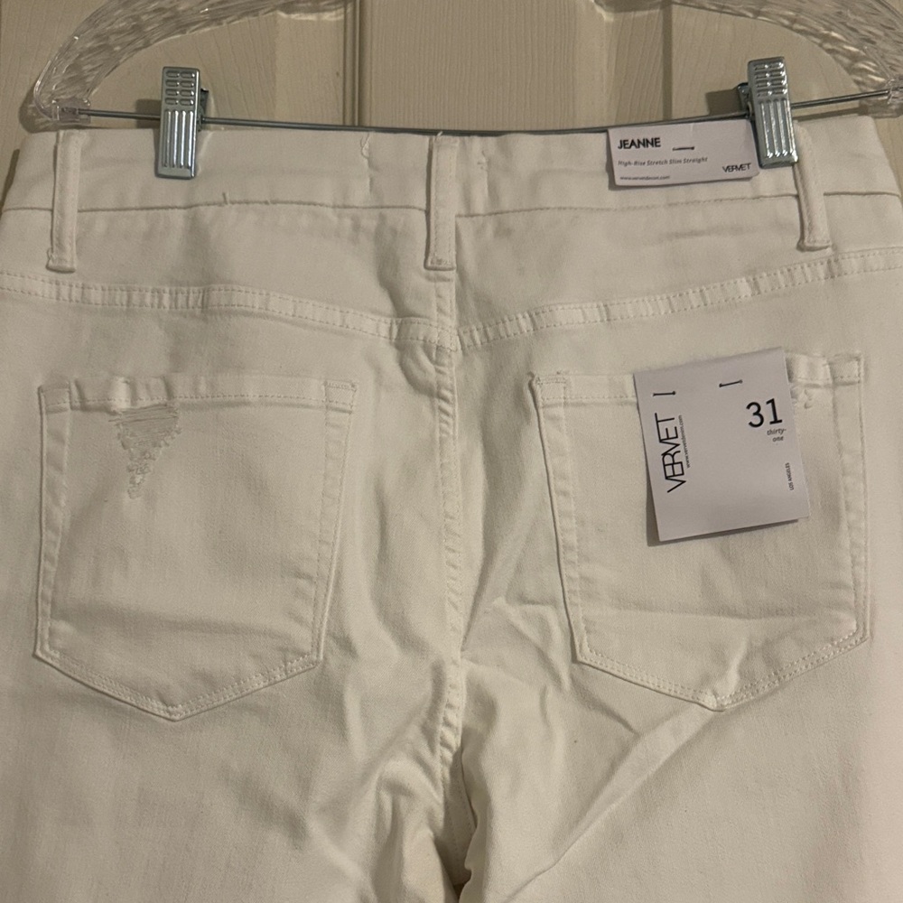 Chic White Straight Leg Women Jeans - Picture 4 of 6